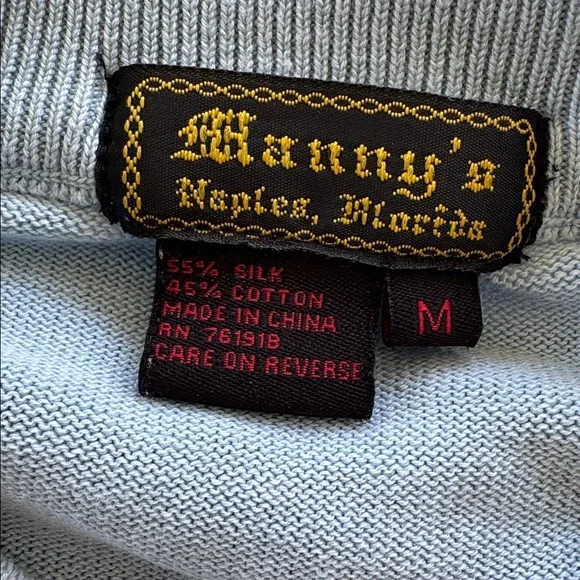 Vintage Manny’s Naples blue silk blend mock neck short sleeve sweater medium - Picture 12 of 12
